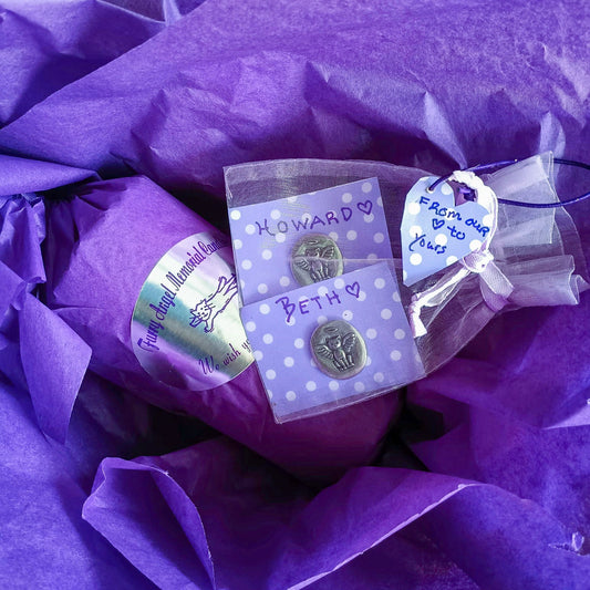 Furry Angel Candle w/ Pewter Coin